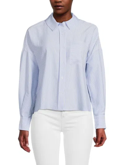 Saks Fifth Avenue Women's Striped Long Sleeve Shirt In Blue White