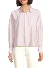 Saks Fifth Avenue Women's Striped Long Sleeve Shirt In Pink White