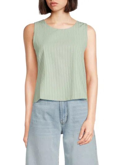 Saks Fifth Avenue Women's Striped Roundneck Top In Pasture Green
