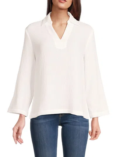 Saks Fifth Avenue Women's Summer Double Gauze Top In White