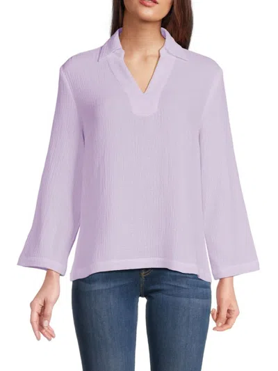 Saks Fifth Avenue Women's Summer Double Gauze Top In Purple