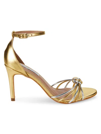 Saks Fifth Avenue Women's Susan Metallic Ankle Strap Sandals In Silver Gold