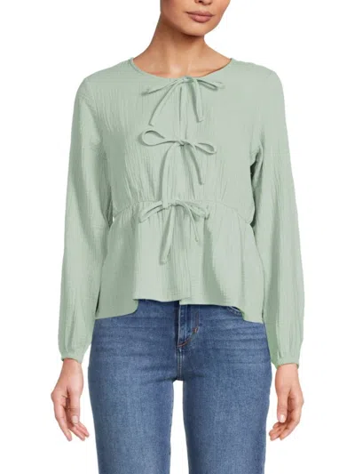Saks Fifth Avenue Women's Textured Front Tie Top In Coastal