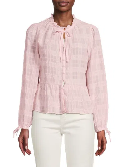 Saks Fifth Avenue Women's Textured Peplum Top In Pony Pink