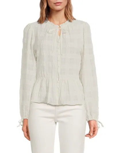 Saks Fifth Avenue Women's Textured Peplum Top In White