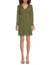 Saks Fifth Avenue Women's Tie-cuff Long-sleeve Chiffon Minidress In Green