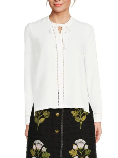 Saks Fifth Avenue Women's Tie-up Neckline Top In White