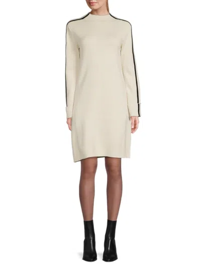 Saks Fifth Avenue Women's Tipped Sleeve Mini Sweater Dress In Ivory Black