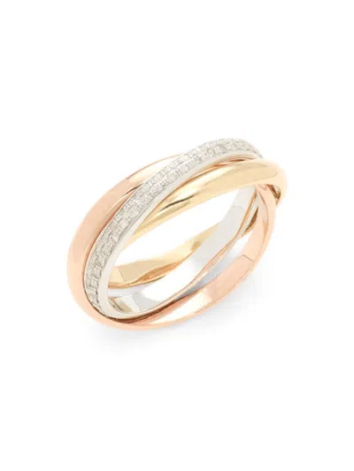 Saks Fifth Avenue Women's Tri Tone 14k Gold & 0.25 Tcw Diamond Twist Ring