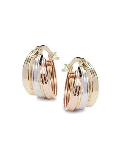 Saks Fifth Avenue Women's Tri Tone 14k Gold Hoop Earrings