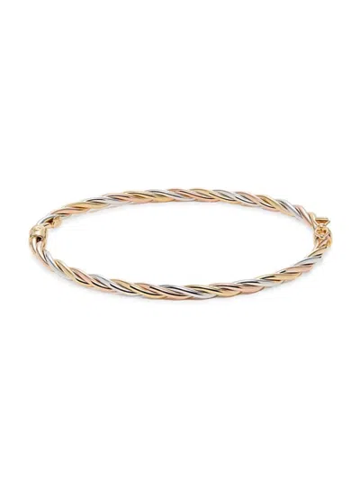 Saks Fifth Avenue Women's Tri-tone 14k Gold Twist Bangle Bracelet