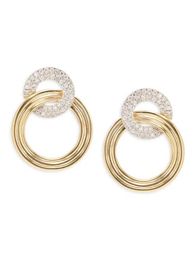 Saks Fifth Avenue Women's Two Tone 14k Gold & 0.16 Tcw Diamond Circle Drop Earrings