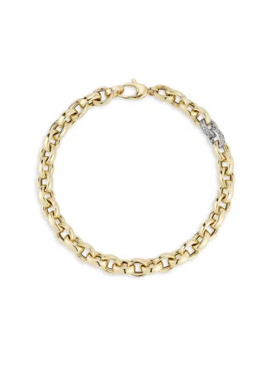Saks Fifth Avenue Women's Two Tone 14k Gold & 0.16 Tcw Diamond Duo Link Bracelet