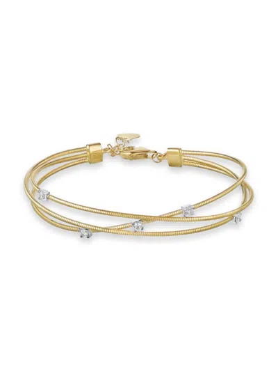 Saks Fifth Avenue Women's Two Tone 14k Gold & 0.25 Tcw Diamond Cross Row Bracelet
