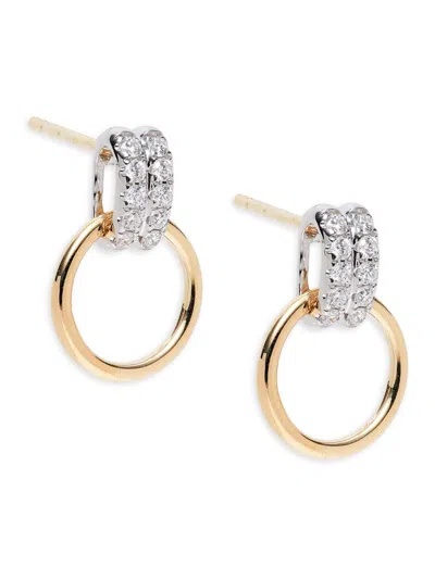 Saks Fifth Avenue Women's Two Tone 14k Gold & 0.26 Tcw Diamond Knocker Drop Earrings