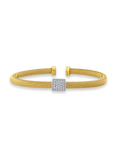 Saks Fifth Avenue Women's Two Tone 14k Gold & 0.35 Tcw Diamond Bar Bangle Bracelet