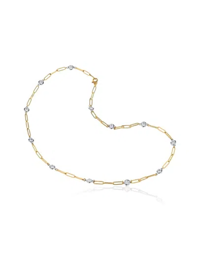 Saks Fifth Avenue Women's Two Tone 14k Gold & 1.75 Tcw Diamond Paperclip Chain Necklace