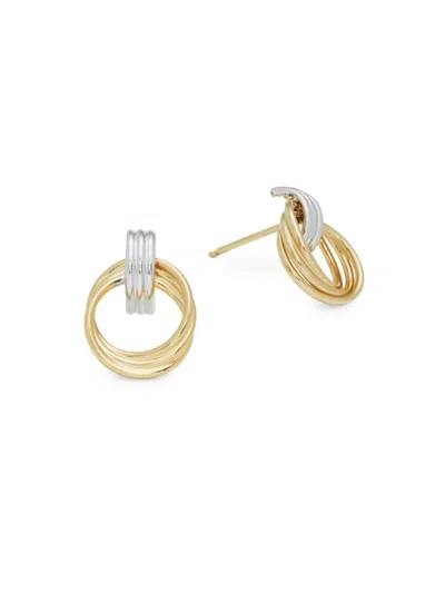 Saks Fifth Avenue Women's Two Tone 14k Gold Doorknocker Stud Earrings