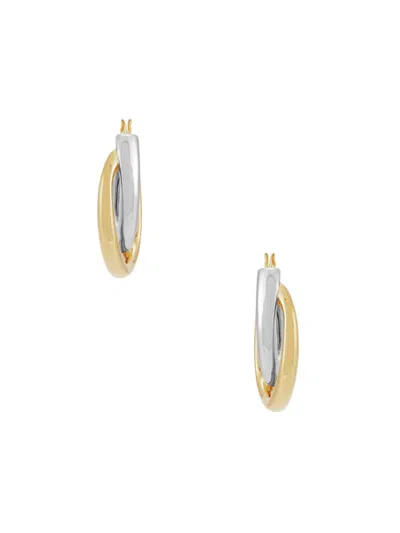 Saks Fifth Avenue Women's Two Tone Sterling Silver Hoop Earrings