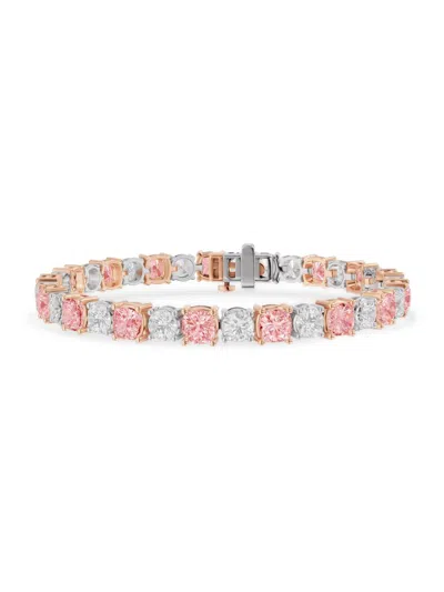 Saks Fifth Avenue Women's Two-tone 14k Gold & 19.70 Tcw Lab-grown Diamond Tennis Bracelet In Multi