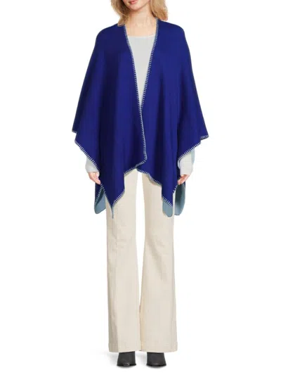 Saks Fifth Avenue Women's Whipstich Wool-blend Ruana In Jewel Cobalt