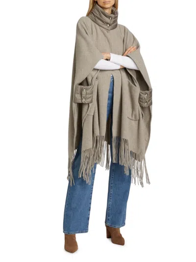 Saks Fifth Avenue Women's Wool Fringe Poncho In Gray