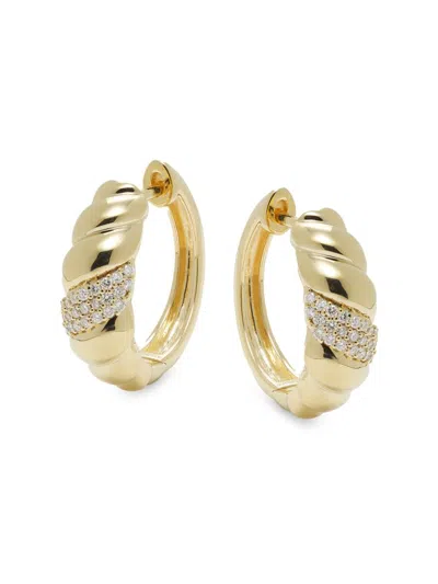 Saks Fifth Avenue Women's Yellow Goldplated Sterling Silver & 0.23-0.28 Tcw Lab-grown Diamond Hoop Earrings