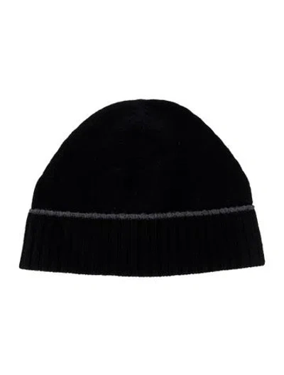 Pre-owned Saks Fifth Avenue Wool Beanie Hat W/tags In Black/grey
