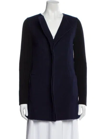Pre-owned Saks Fifth Avenue Wool Coat In Blue