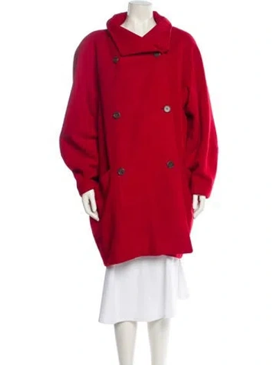 Pre-owned Saks Fifth Avenue Wool Coat In Red