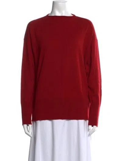 Pre-owned Saks Fifth Avenue Wool Crew Neck Sweater In Red