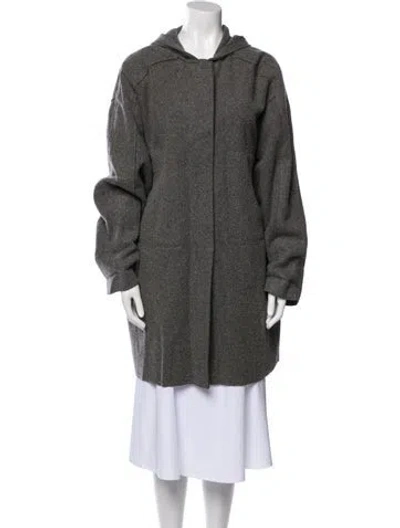 Pre-owned Saks Fifth Avenue Wool Faux Fur Jacket In Gray