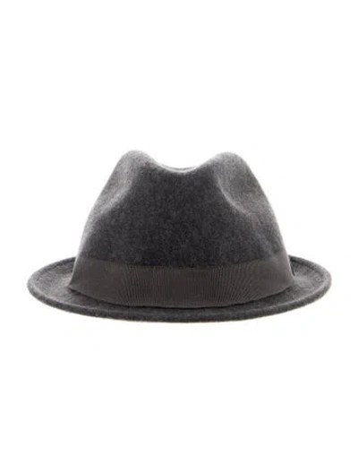Pre-owned Saks Fifth Avenue Wool Fedora Hat In Gray