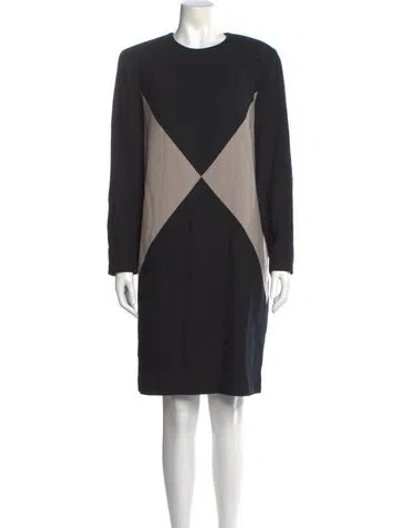 Pre-owned Saks Fifth Avenue Wool Knee-length Dress In Black