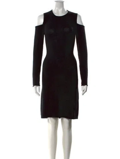 Pre-owned Saks Fifth Avenue Wool Knee-length Dress In Black