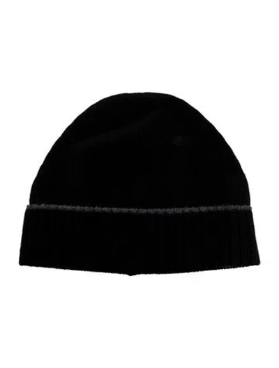 Pre-owned Saks Fifth Avenue Wool Knit Beanie Hat In Black