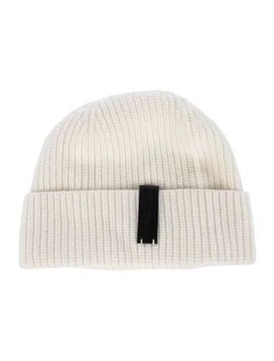 Pre-owned Saks Fifth Avenue Wool Knit Beanie Hat W/tags In White