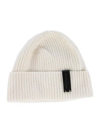 Pre-owned Saks Fifth Avenue Wool Knit Beanie Hat W/tags In White