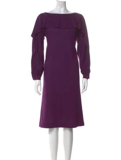 Pre-owned Saks Fifth Avenue Wool Midi Length Dress In Purple