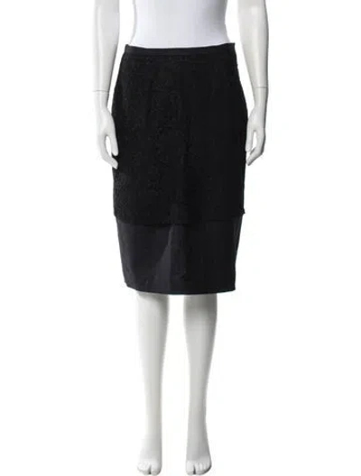 Pre-owned Saks Fifth Avenue Wool Midi Length Skirt In Black