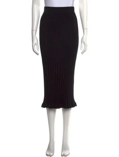 Pre-owned Saks Fifth Avenue Wool Midi Length Skirt In Black