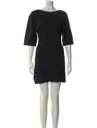 Pre-owned Saks Fifth Avenue Wool Mini Dress In Black