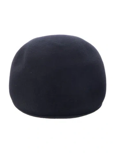 Pre-owned Saks Fifth Avenue Wool Newsboy Hat In Black