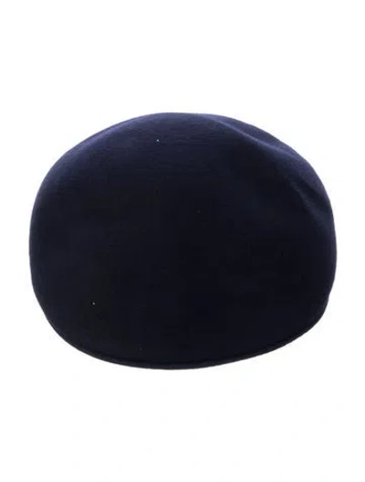 Pre-owned Saks Fifth Avenue Wool Newsboy Hat In Blue