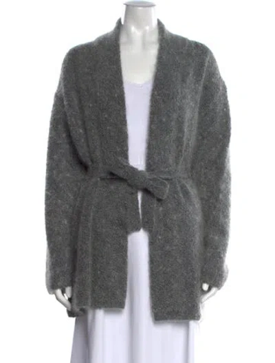 Pre-owned Saks Fifth Avenue Wool Open Front Sweater In Gray