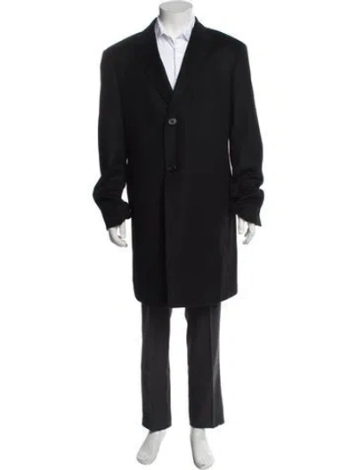 Pre-owned Saks Fifth Avenue Wool Overcoat In Black