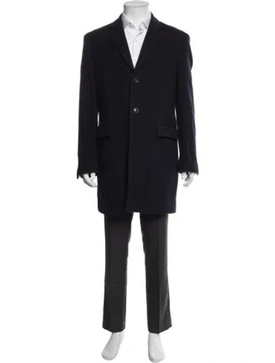 Pre-owned Saks Fifth Avenue Wool Overcoat In Blue