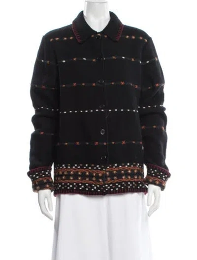 Pre-owned Saks Fifth Avenue Wool Patterned Jacket In Black