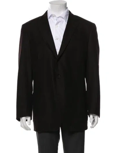 Pre-owned Saks Fifth Avenue Wool Peacoat In Black