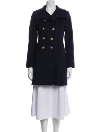 Pre-owned Saks Fifth Avenue Wool Peacoat In Blue